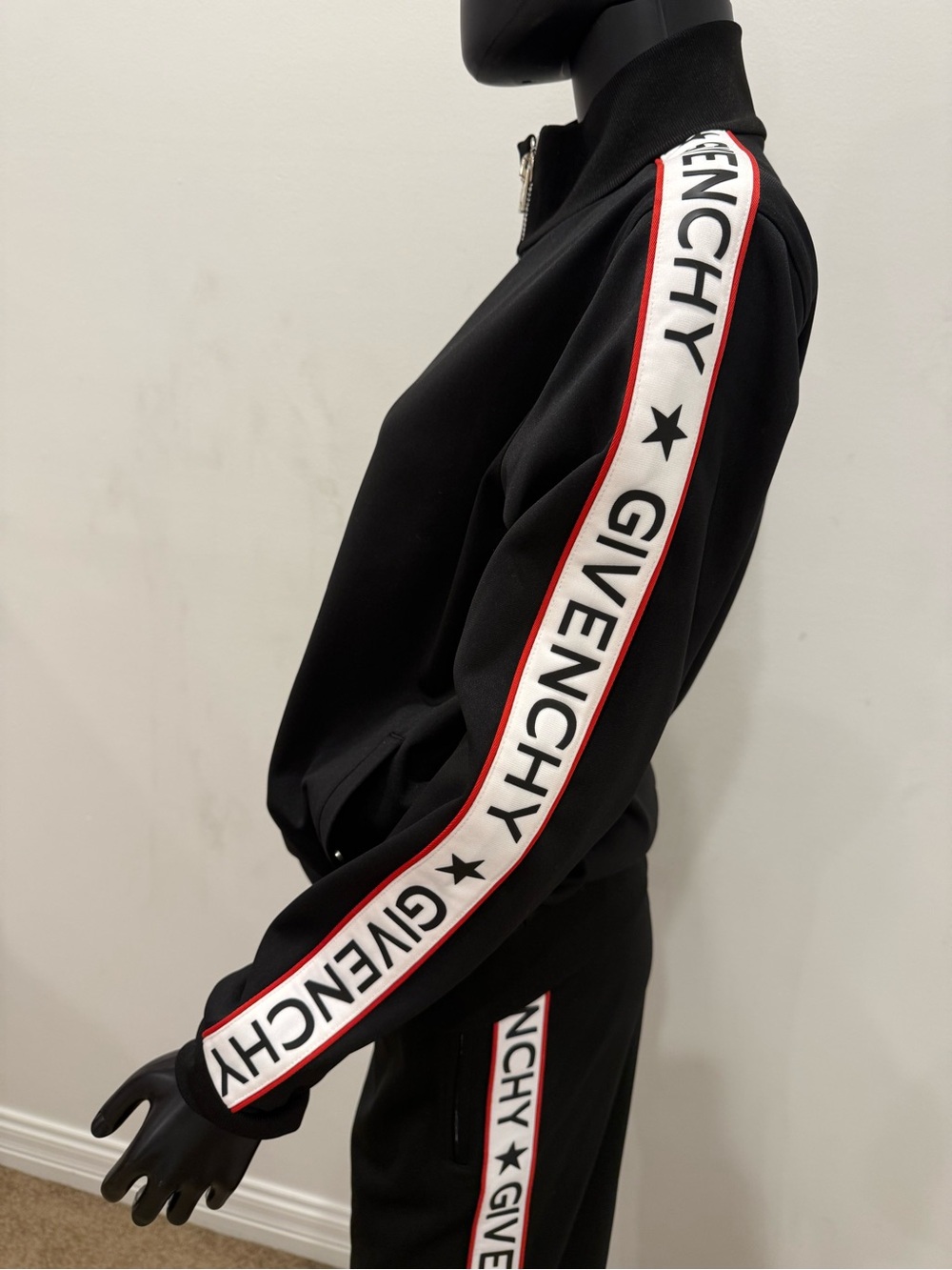 Givenchy classic Logo Tape Track Jacket & Pants Set Black Red White S / 36 NEW